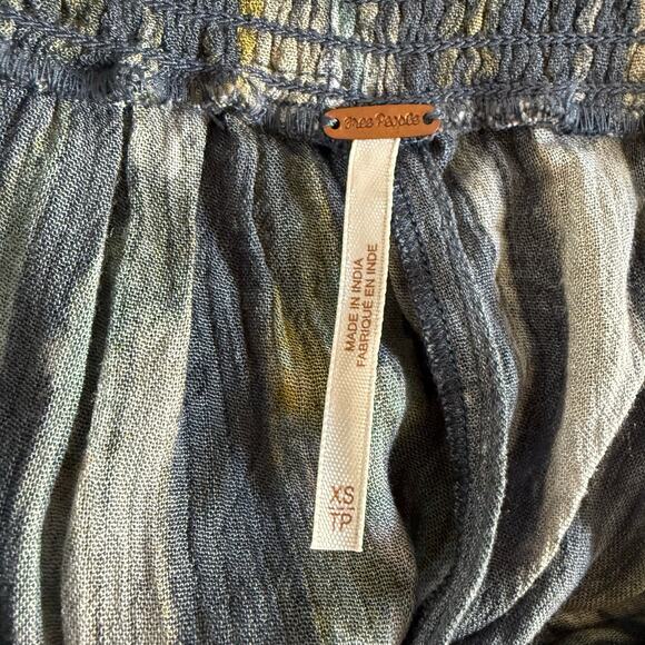 Free People flare pants wide-leg cropped printed elastic waist boho XS - Picture 7 of 8